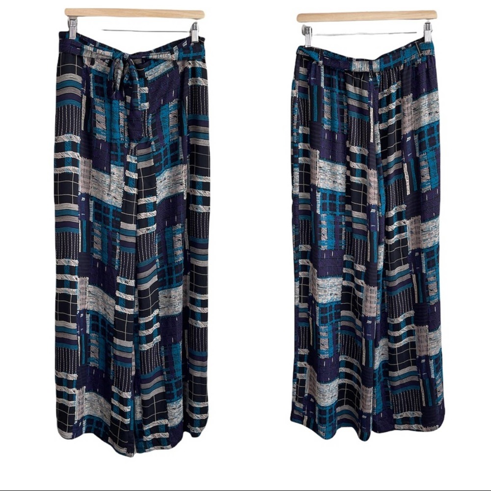 NWOT Modcloth High-Vibration Energy Wide-Leg Pants in Blue Geometric Print XL